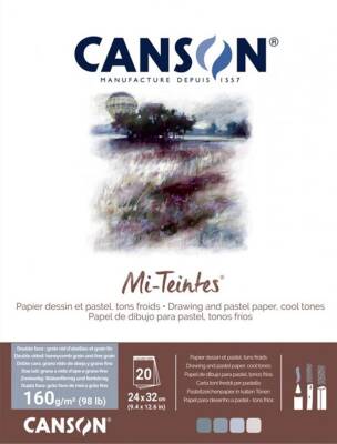 Canson Mi-Teinte Pad Blue Gris 160 gr 24x32 cm 20 Pages Cool Tones