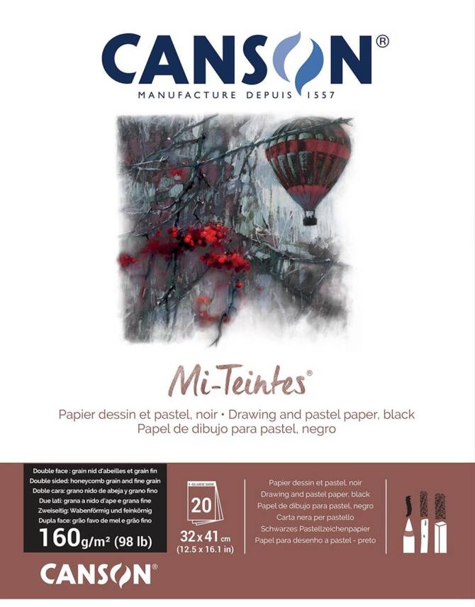 Canson Mi-Teintes Pastel Defteri 160 gr 32x41 cm 20 sf Siyah - 1