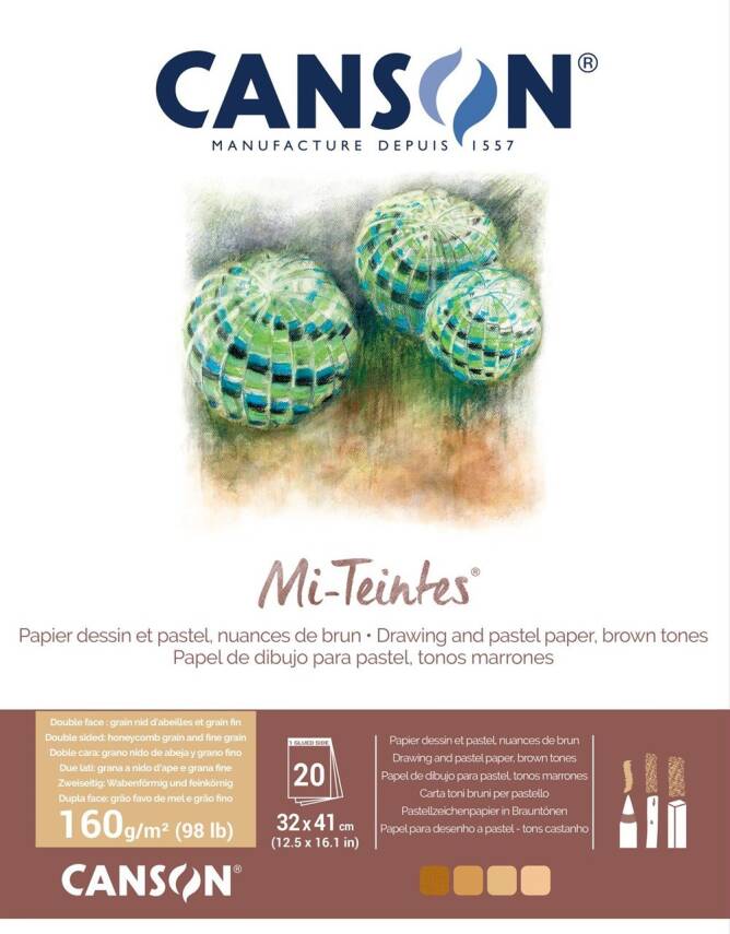 Canson Mi-Teintes Pastel Notebook 160 gr 32x41 cm 20 pages Coffee Tones - 1