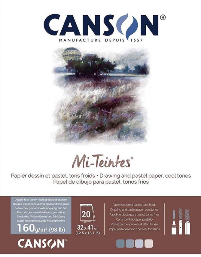 Canson Mi-Teintes Pastel Notebook 160 gr 32x41 cm 20 pages Cool Tones - 1