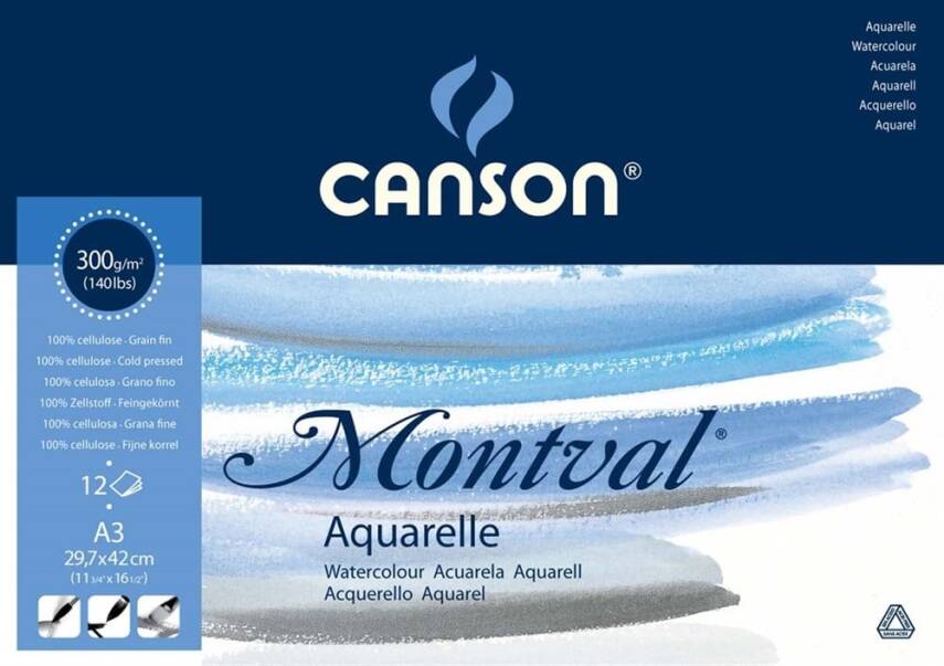 Canson Montval Suluboya Blok Grenli 300 Gr 12 Sayfa A3 - 1