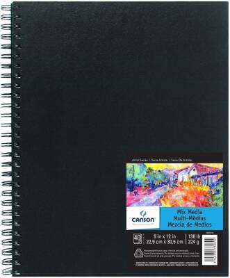 Canson Multi-Purpose Hard Cover Spiral Drawing Notebook 17.8 cm x 25.4 cm 224 g - 1