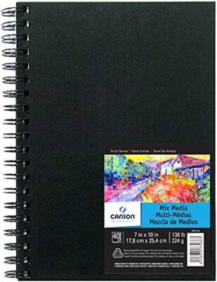 Canson Multi-Purpose Spiral Hard Cover Drawing Notebook 22.9cm x 30.5cm 224g - 1