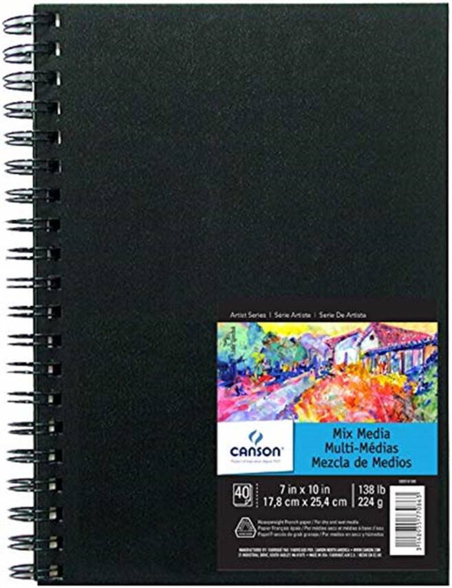 Canson Multi-Purpose Spiral Hard Cover Drawing Notebook 22.9cm x 30.5cm 224g - 1