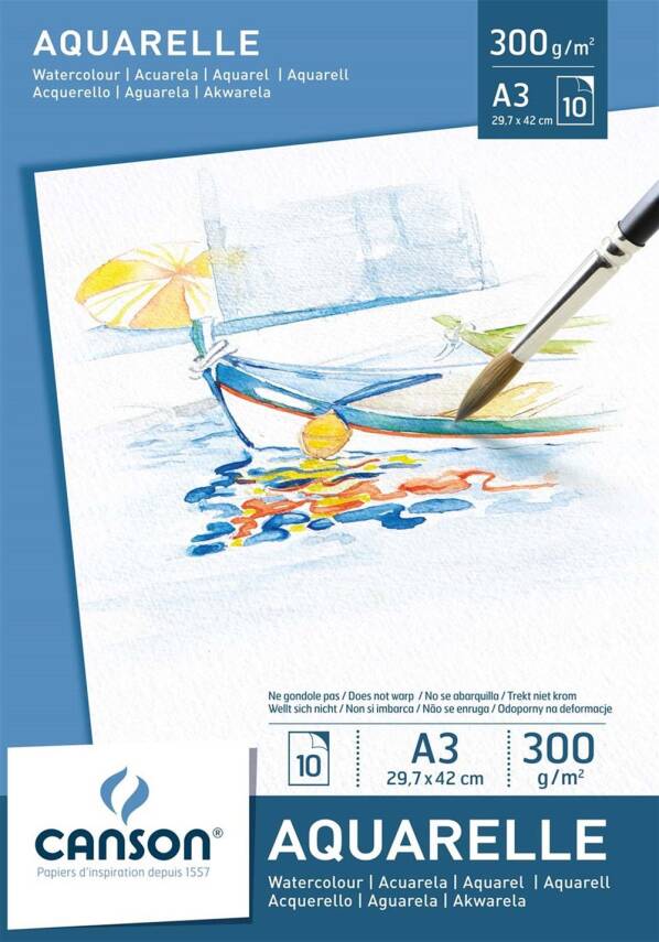 Canson Watercolor Notebook A3 Leisure 300 Gr. 10 Yp. 5790 - 1