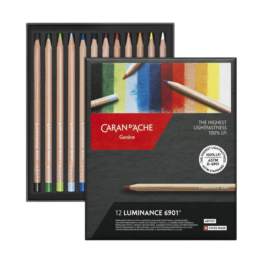 Caran d'Ache Luminance 6901 Kuru Boya Kalem Seti 12 Renk - 1