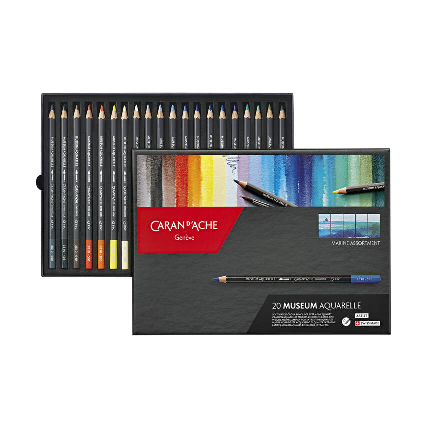 Caran d'Ache Museum Aquarell Sulu Boya Kalem Seti 20 Renk Marine Assortment - 1