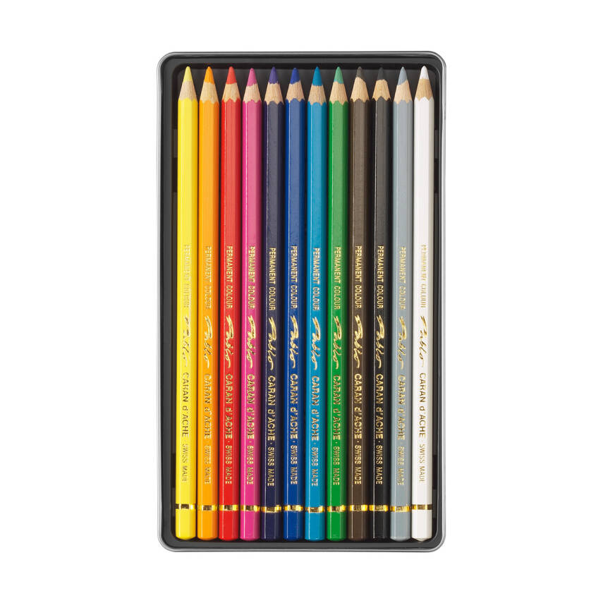 Caran d'Ache Pablo Kuru Boya Kalem Seti 12 Renk - 4