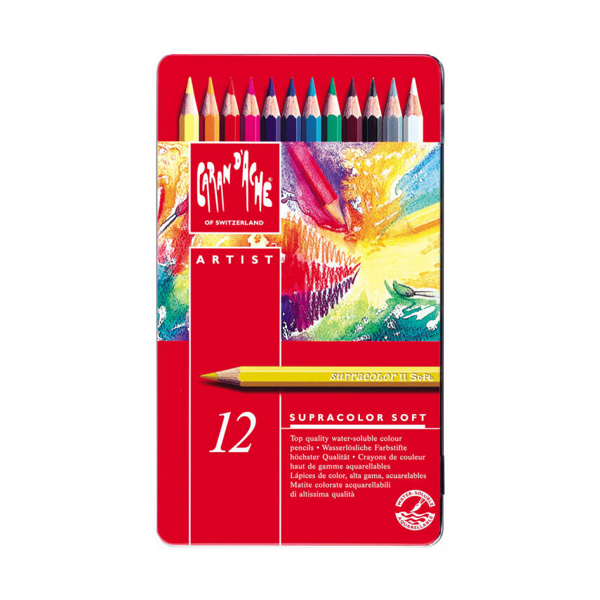 Caran d'Ache Supra Color Soft Aquarell Sulu Boya Kalem Seti 12 Renk - 1