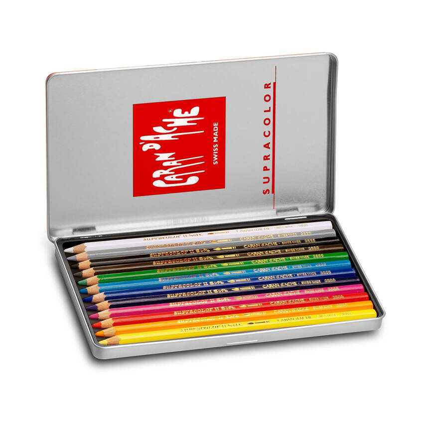Caran d'Ache Supra Color Soft Aquarell Sulu Boya Kalem Seti 12 Renk - 4