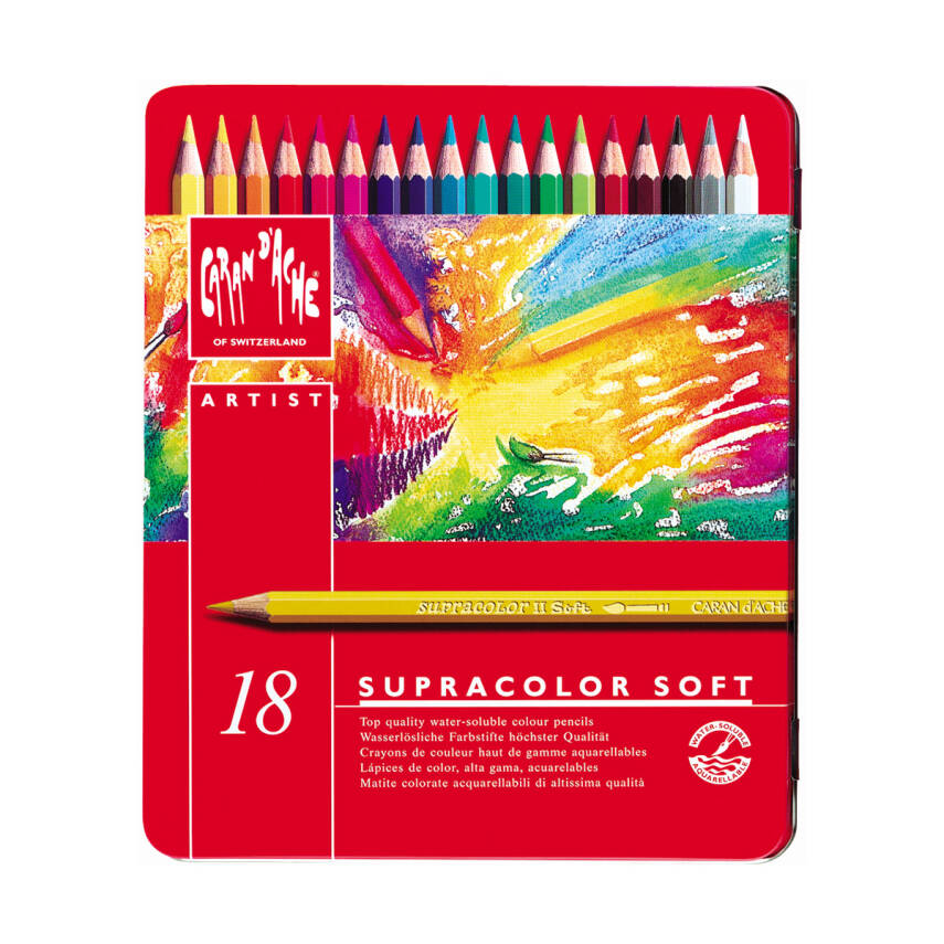 Caran d'Ache Supra Color Soft Aquarell Sulu Boya Kalem Seti 18 Renk - 1
