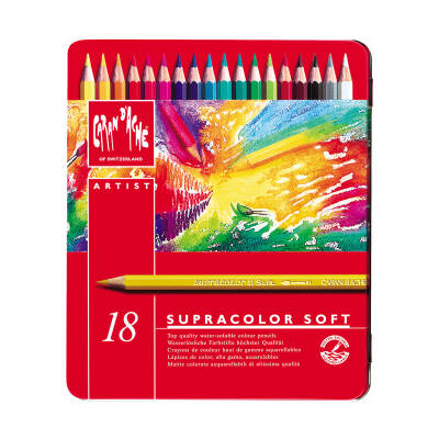 Caran d'Ache Supra Color Soft Watercolour Pencil Set, 18 Colours