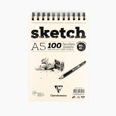 Clairefontaine Drawing Book Sketch A5 90gr 100 Yp Top Spiral - 1