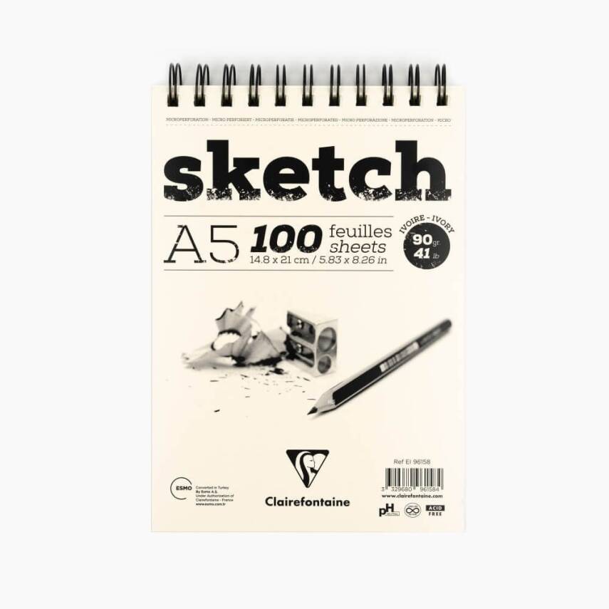 Clairefontaine Drawing Book Sketch A5 90gr 100 Yp Top Spiral - 1