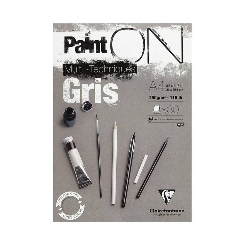 Clairefontaine Paint On Gray Technical Block A4 250g 30 Sheets - 1