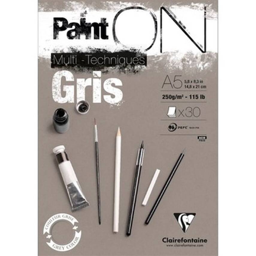 Clairefontaine Paint On Gray Technical Block A5 250g 30 Sheets - 1
