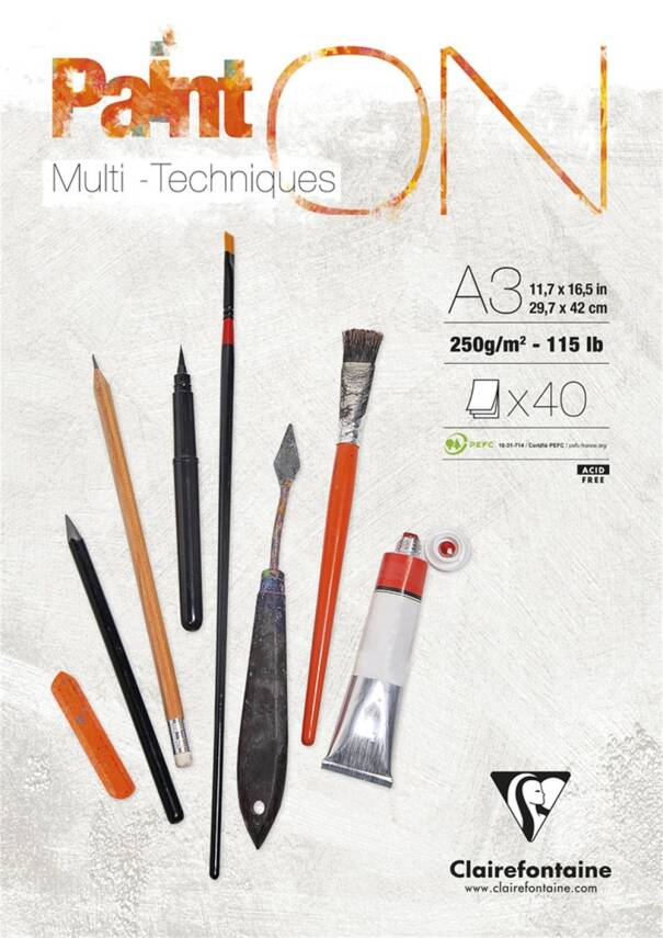 Clairefontaine Paint On Multi-Techniques Karışık Teknik Blok A3 250 Gr 40 Yaprak - 1