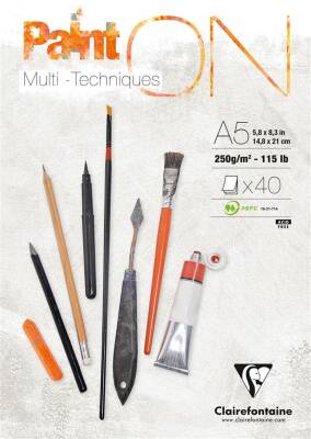 Clairefontaine Paint On Multi-Techniques Karışık Teknik Blok A5 250 Gr 40 Yaprak