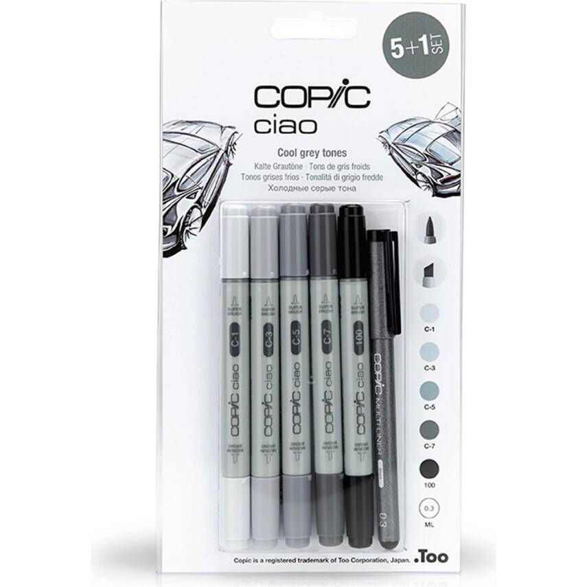 Copic Cool Grey Tones Marker 6'lı Set - 1