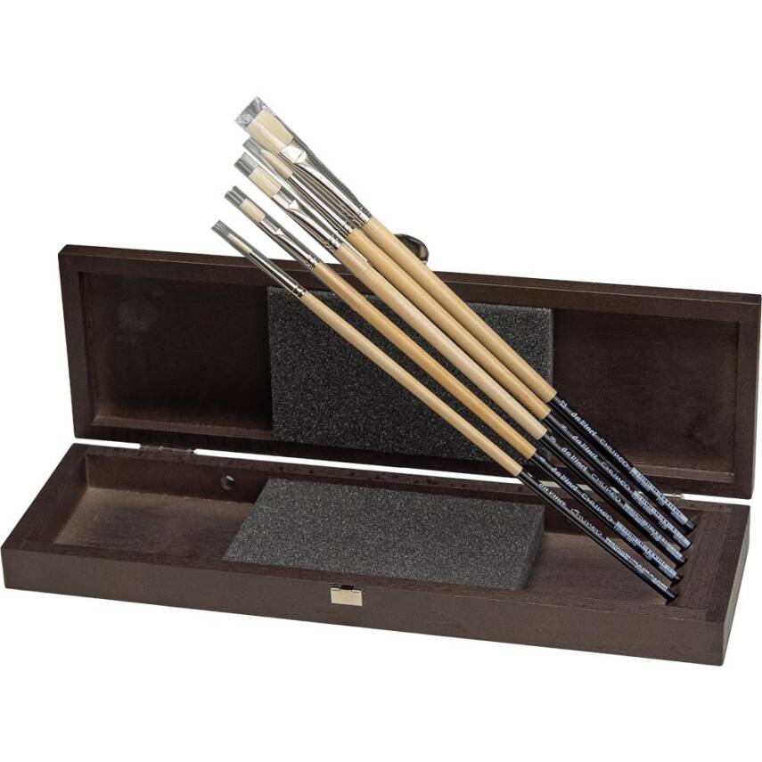 Da Vinci Ahşap Kutu Chuneo Akrilik ve Yağlı Boya 5'li Fırça Seti - 1