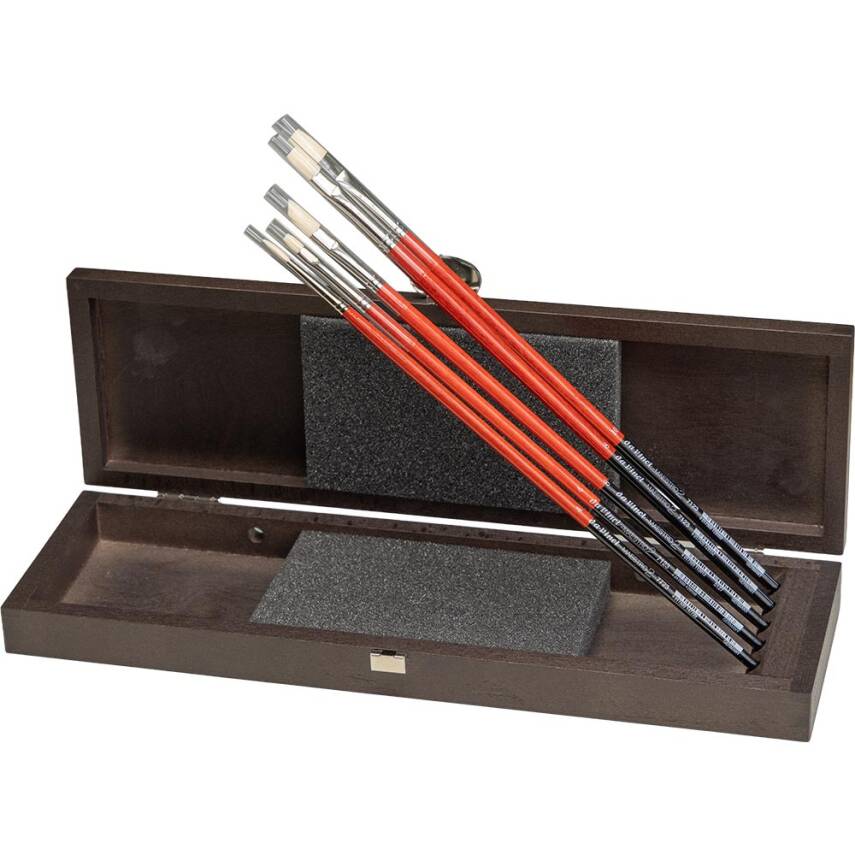 Da Vinci Ahşap Kutu Maestro 2 Akrilik ve Yağlı Boya 5'li Fırça Seti - 1