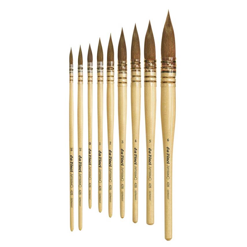 Da Vinci 428 Seri Artissimo Kolinsky Kızıl Samur Kılı Yuvarlak Sulu Boya Fırçası  - 1