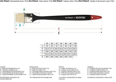 Da Vinci Bristle Flat Wide Tip Acrylic, Oil Paint and Decorating Brush Series 7055 No:100 - 2