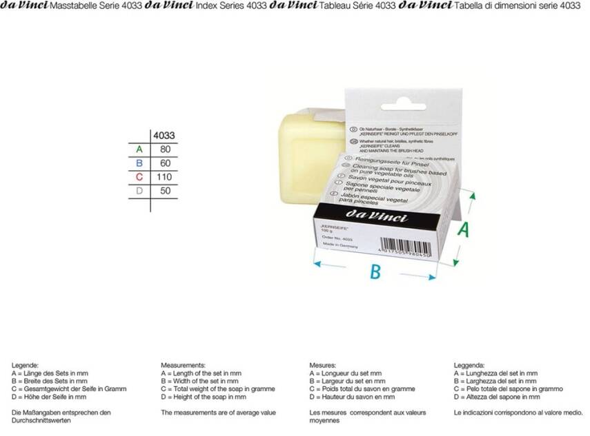 Da Vinci Doğal Fırça Temizleme Sabunu Seri 4033 - 2