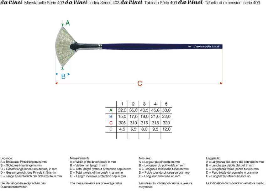 Da Vinci Domuz Kılı Yelpaze Yağlı Boya Fıçası Seri 403 No:3 - 6