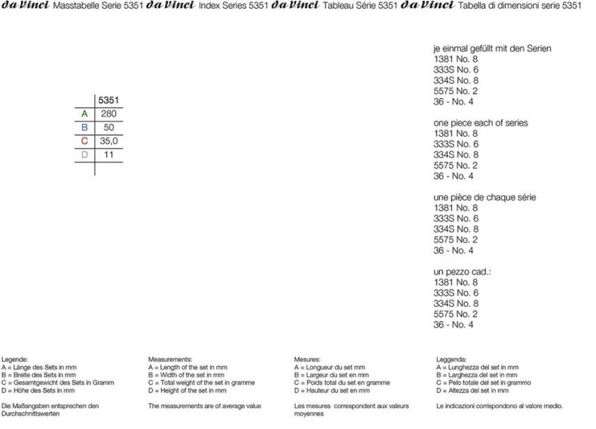 Da Vinci Face and Body Painting Brush Set Series 5351 - 3