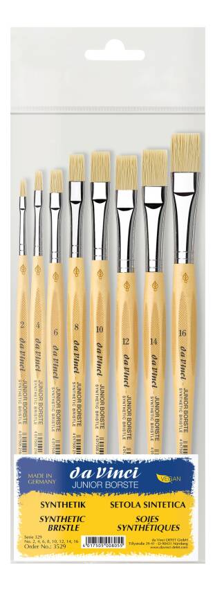 Da Vinci Junior Borste Multi-Purpose Flat Synthetic 8-Piece Brush Set - 1