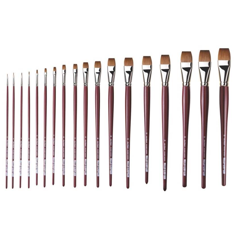 Da Vinci Kolinsky Red Sable Flat Oil Paint Brush Series 1810 No:0 - 4