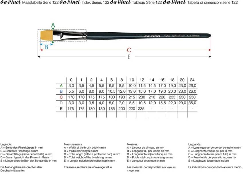 Da Vinci Nova Synthetic Flat Acrylic and Oil Paint Brush Series 122 No: 8 - 3