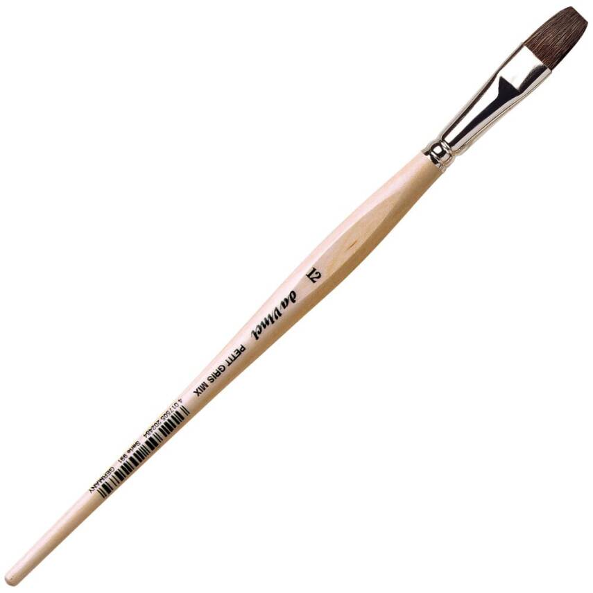Da Vinci Petit Gris Mix Flat Watercolor and Porcelain Brush Series 991 No: 12 - 1