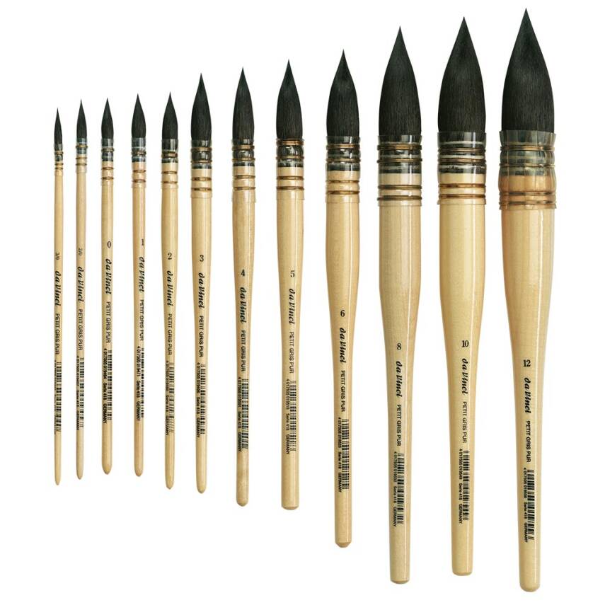 Da Vinci Petit Gris Pur Blue Russian Squirrel Bristle Round French Watercolor Brush Series 418 - 1