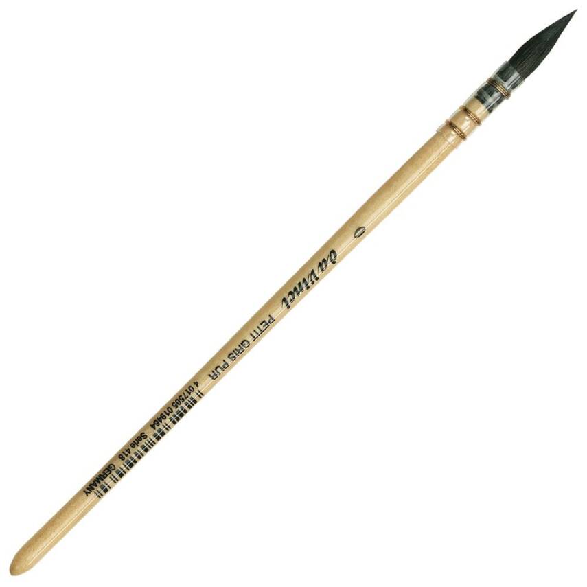Da Vinci Petit Gris Pur Blue Russian Squirrel Hair Round French Watercolor Brush Series 418 No:0 - 1