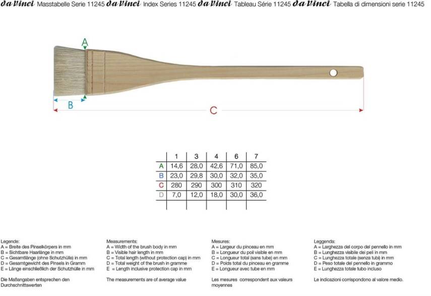 Da Vinci Series 11245 Goat Hair Hake Brush No: 1 - 3
