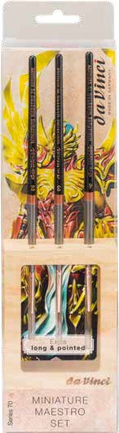 Da Vinci Series 70 Red Sable Round Miniature Painting and Watercolor Brush Set - 1