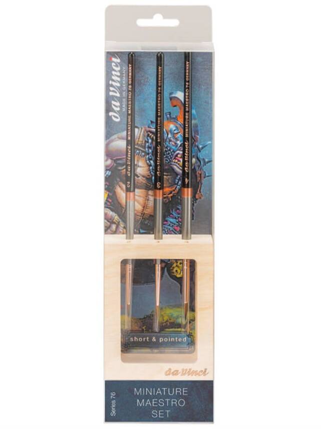 Da Vinci Series 76 Red Sable Round Miniature Painting and Watercolor Brush Set - 1