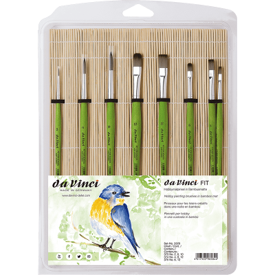Da Vinci Synthetic Hobby 8-Piece Brush Set with Bamboo Brush Holder Series 5329 - 1