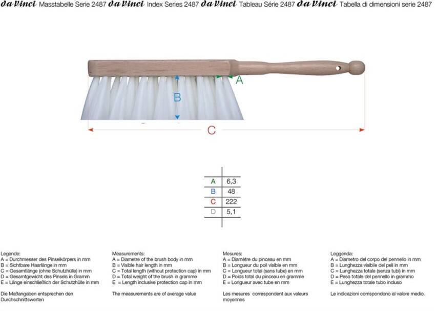Da Vinci White Synthetic Sweeping and Table Cleaning Brush Series 2487 - 3