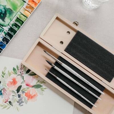 Da Vinci Wooden Box Frau Hölle Brush Set Series 4199 - 2