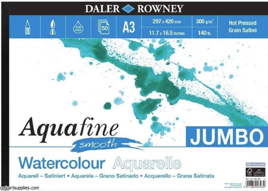 Daler Rowney Aquafine Smooth Pad A3 Jumbo 300gr 50 Sh - 1