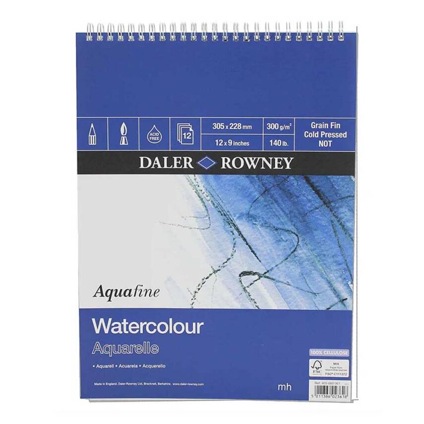 Daler Rowney Aquafıne Spıral.300Gr 30X23Cm. (12X9") 12Sht. - 1
