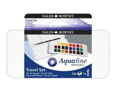 Daler Rowney Aquafine Suluboya Travel Set Fırça Hediyeli Plastik Kutu 24lü - 3