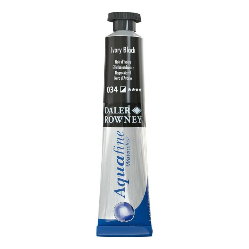 Daler Rowney Aquafine Watercolour 8ml Tube 034 Ivory Black - 1