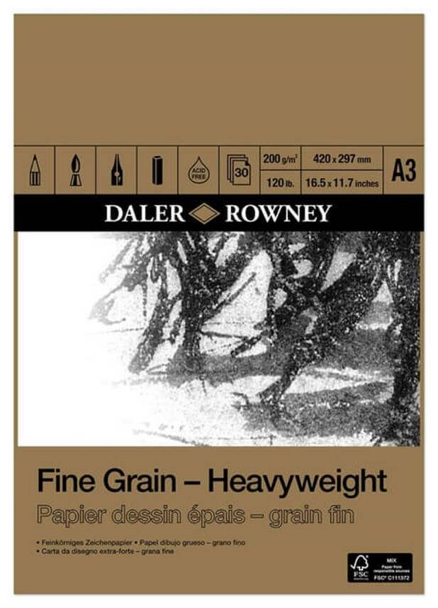 Daler Rowney Fine Grain Heavyweight Pad A3 200Gr 30Sh - 1
