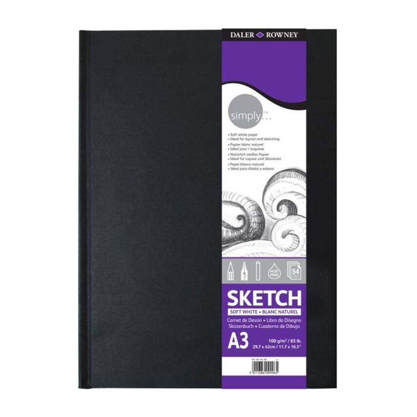 Daler Rowney Sert Kapak Simply Sketch Eskiz Defteri A3 - 100Gr 54 Yaprak - 1