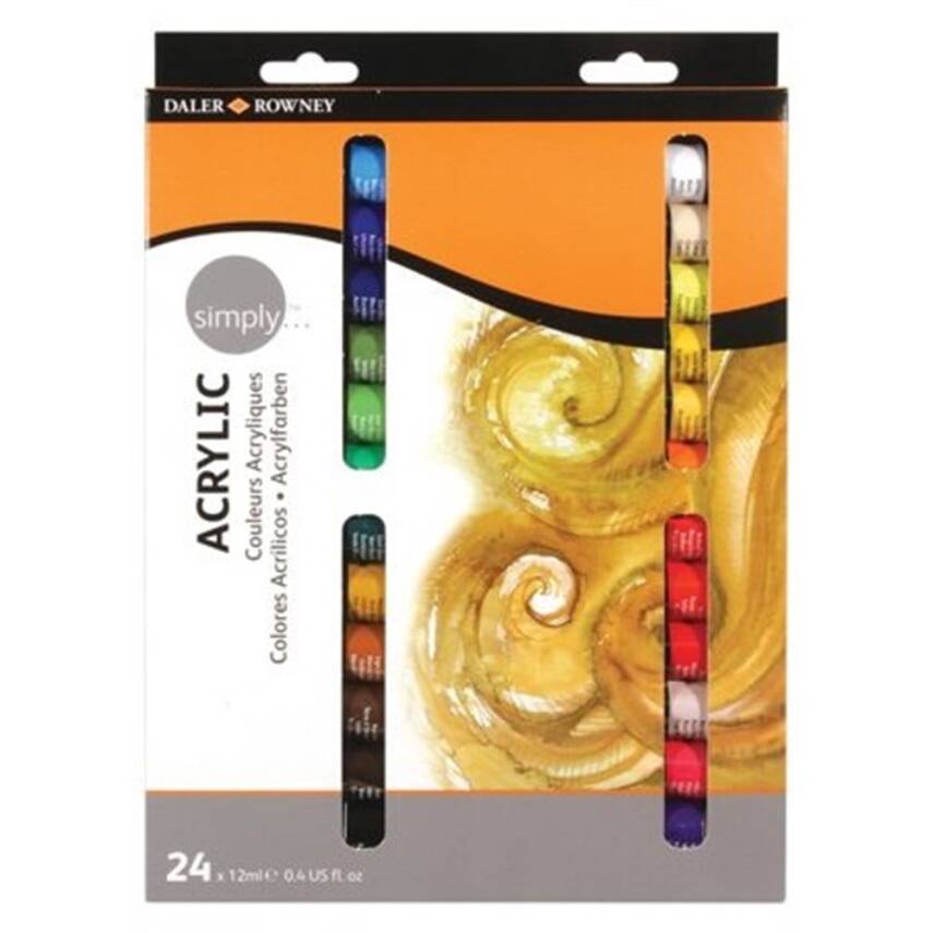 Daler Rowney Simply Acrylic Paint Set 24 Colors x 12 ml - 1