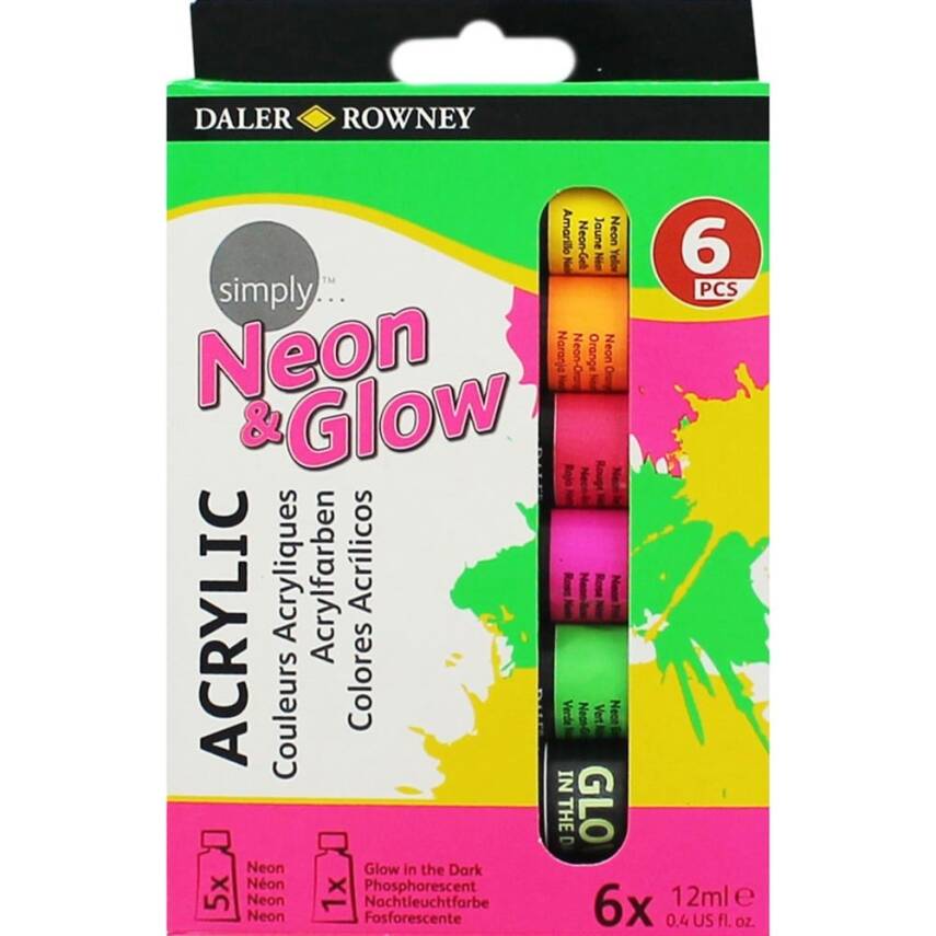 Daler Rowney Simply Akrilik Neon Renkler Seti 6x12 ml - 1